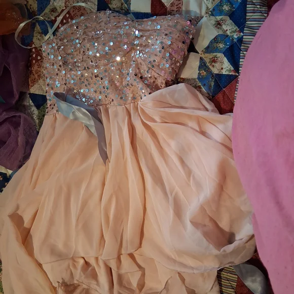Elegant Peach Sequin Kids Formal Dress